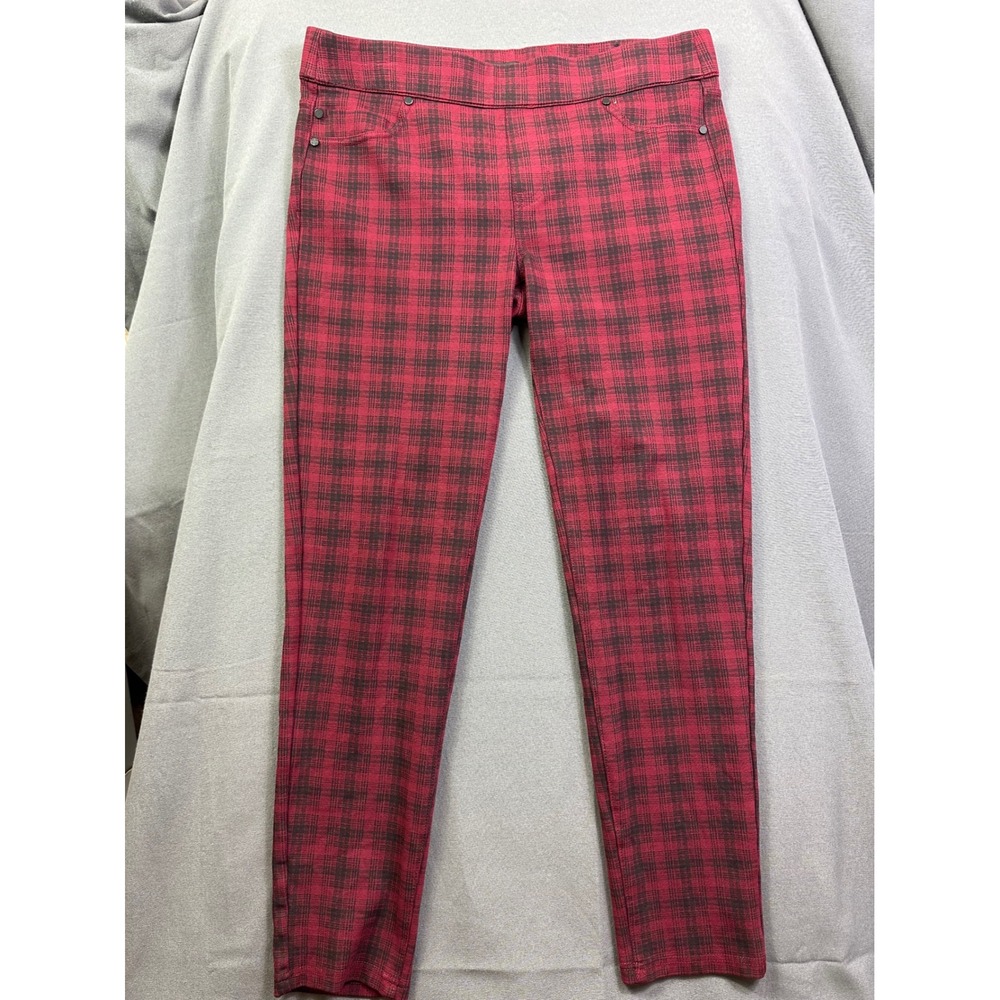 Liverpool Jeans Company Red Black Plaid Pull On Leggings Skinny Pant Women SZ 12 - Picture 12 of 15